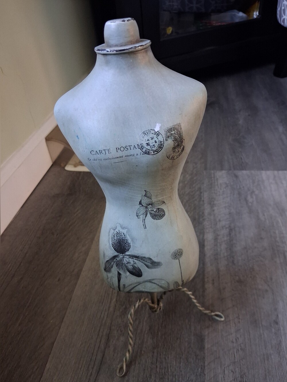 Decorative Dress Form Mini Mannequin with Botanical Print